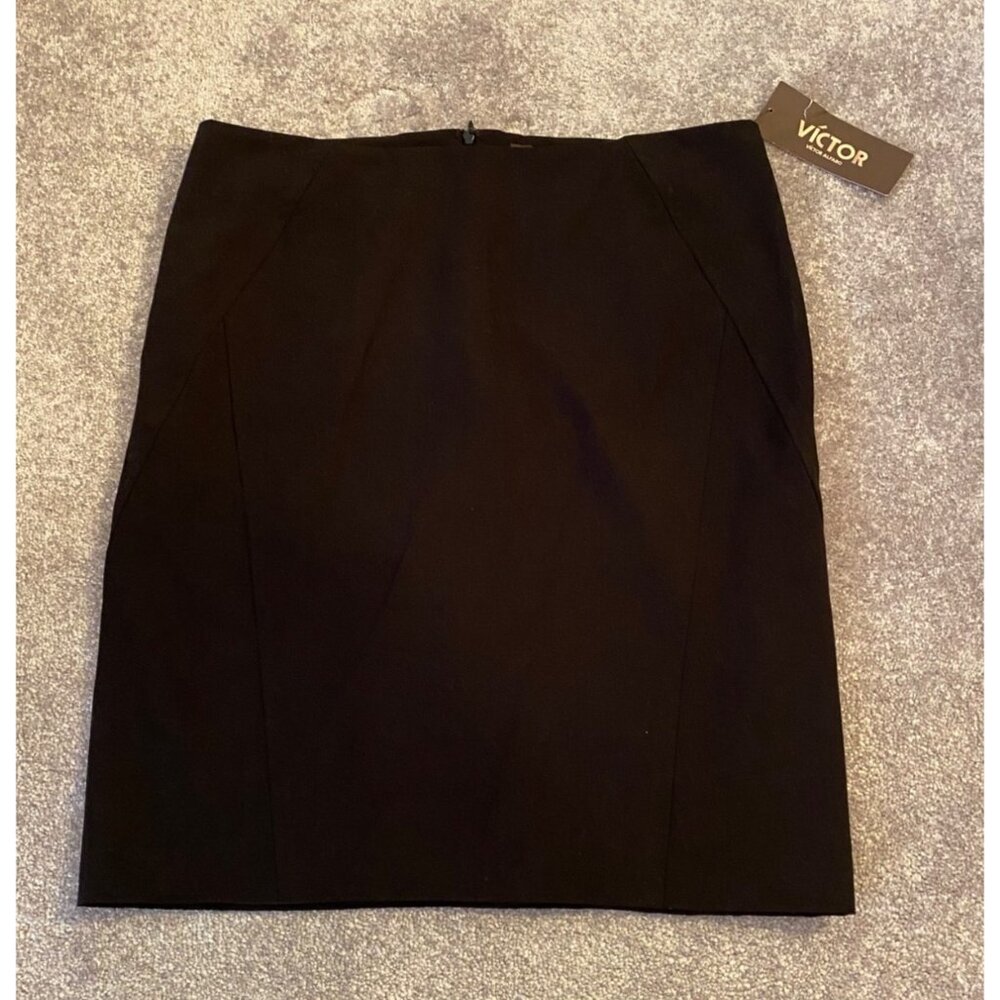 NWT Victor Alfaro Womens Jet Black Pencil Skirt Size 10